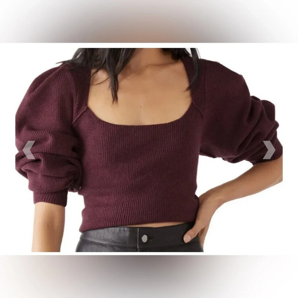 Free People Saffron Open Back Sweater in Pomegranate Wine - Picture 3 of 8